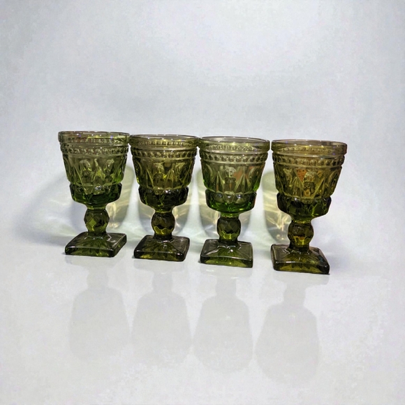 Indiana Glass Other - Vintage Indiana Colony Park Lane Avocado Green Shot Glasses